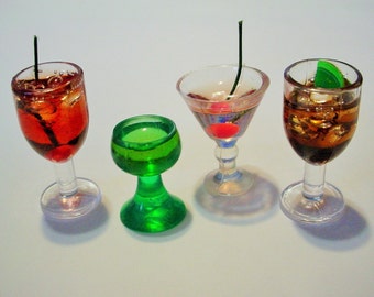 Miniature Cocktail Drink, Vintage German Goblet, Fashion Doll Scale 1:6