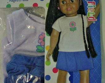18"Doll size Flower T Shirt and Blue Skirt Springfield Accessories Free Shipping in the USA