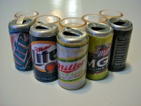 Set of 6 Cans of Miller Lite Beer Dollhouse Miniatures Drink