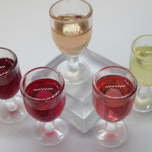Mini Glass (1.25&quot;) of Wine for 11.5&quot; Fashion Dolls Food Choose Zinfandel Rose Red White Blush 1:6 Play Scale handmadebyjade Diorama Supplies