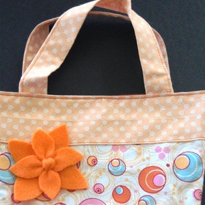 Girls Bucket Bag Reversible With Felt Flower. Handmade Made In Australia image 2