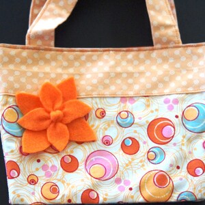 Girls Bucket Bag Reversible With Felt Flower. Handmade Made In Australia image 1