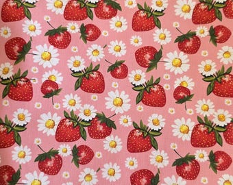 Strawberry Daisies Canvas Tote Bag - Reusable
