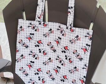 FREE! SCRUNCHIE PROMO Micky & Minnie Mouse Plaid Tote Bag - Reusable