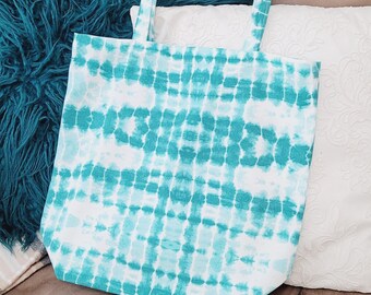 Beach Day Tie Dye Tote Bag (Turquiose) - Reusable Bag / Market Grocery Shopping Bag / Dog Mom / Dog Dad