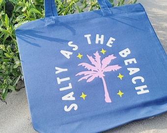 Salty as the Beach Tote Bag - Reusable Bag / Market Grocery Shopping Bag / Dog Mom / Dog Dad
