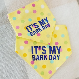 Happy Barkday Yellow Confetti Birthday Bandanna by Jumping Jake Dog Co