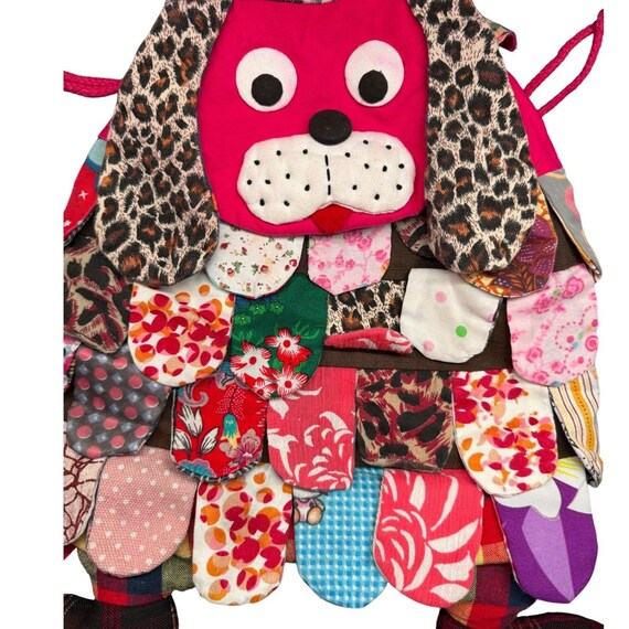 Vintage handmade patchwork dog backpack drawstrin… - image 2