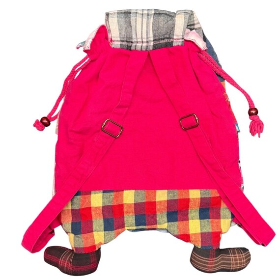 Vintage handmade patchwork dog backpack drawstrin… - image 3