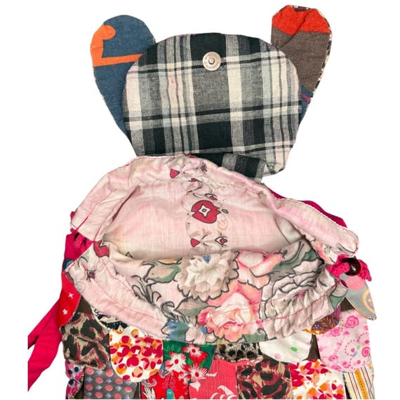 Vintage handmade patchwork dog backpack drawstrin… - image 4