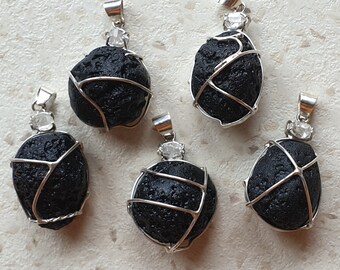 Tibetan Tektite Sterling Silver Pendant