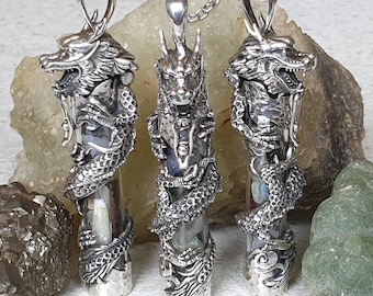 Colgante de plata de ley Draco Synergia (12 cristales de sinergia)