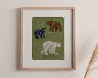 Bears of Alaska Animals Nature Art Science Painting