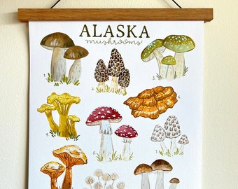 Alaska Mushrooms Canvas Wall Hanging Tapestry