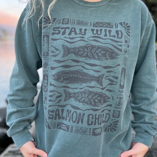 Stay Wild Salmon Child Unisex Adult Crewneck Sweatshirt