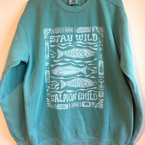 Stay Wild Salmon Child Unisex Adult Crewneck Sweatshirt image 4