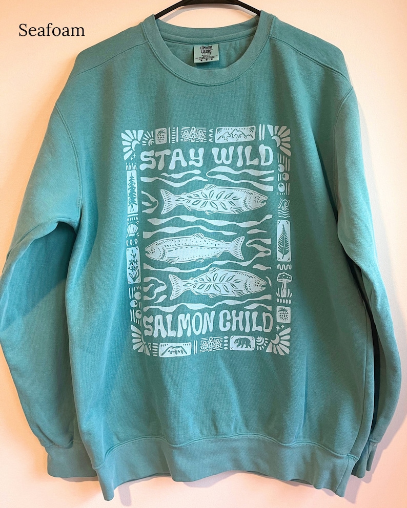Stay Wild Salmon Child Unisex Adult Crewneck Sweatshirt image 4