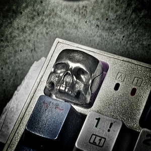 Tecla de calavera de plata esterlina para teclados mecánicos