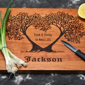 Custom Engraved Cutting Board For Anniversary or Wedding Available in Hickory, Maple, Cherry, or Walnut