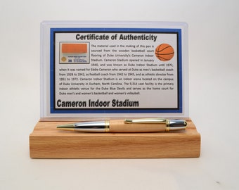 Handgemaakte Twist Pen met hout van Duke University Cameron Indoor Stadium Basketball Court