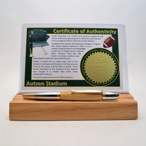 Handcrafted Pen Made From University of Oregon Autzen Stadium Wooden Stadium Seats