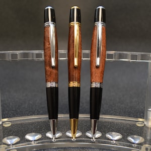 Sierra Twist Pen in North Georgia Walnut with Chrome and Black, Gold and Black, or Gunmetal and Chrome Finish.