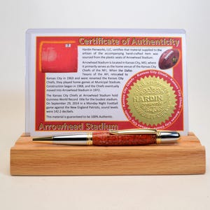 Handcrafted Pen Made From Kanas City Chiefs Arrowhead Stadium Seat