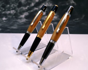 Lebanese Cedar Twist Pen: Sierra Style, Gold/Chrome/Gunmetal Finish