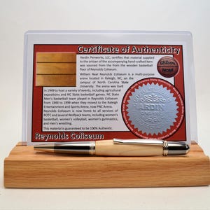 Handcrafted Pen Made With Wood From North Carolina State University Reynolds Coliseum Basketball Floor