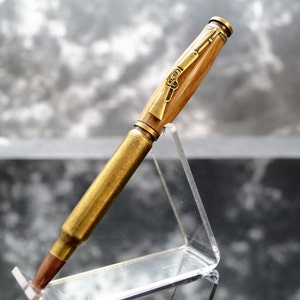 Whiskey Barrel Twist Kugelschreiber in Antik Messing Finish mit Samtbeutel.