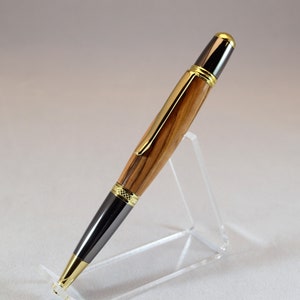 Bethlehem Olive Wood Sierra Style Twist Pen in Gold Titanium and Black Titanium Finish
