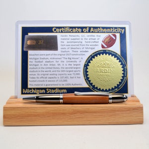 Handcrafted Pen Made From University of MIchigan MIchigan Stadium Wooden Stadium Bleachers