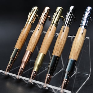 Whiskey Barrel Bolt Action Bullet Pen in Gold, Gunmetal, Copper, Brass or Chrome Finish with Velvet Pouch