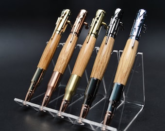 Whiskey Barrel Bolt Action Bullet Pen in Gold, Gunmetal, Copper, Brass or Chrome Finish with Velvet Pouch