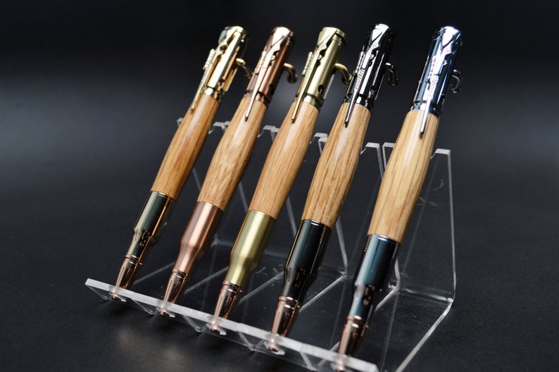 Whiskey Barrel Bolt Action Bullet Pen in Gold, Gunmetal, Copper, Brass or Chrome Finish with Velvet Pouch image 1