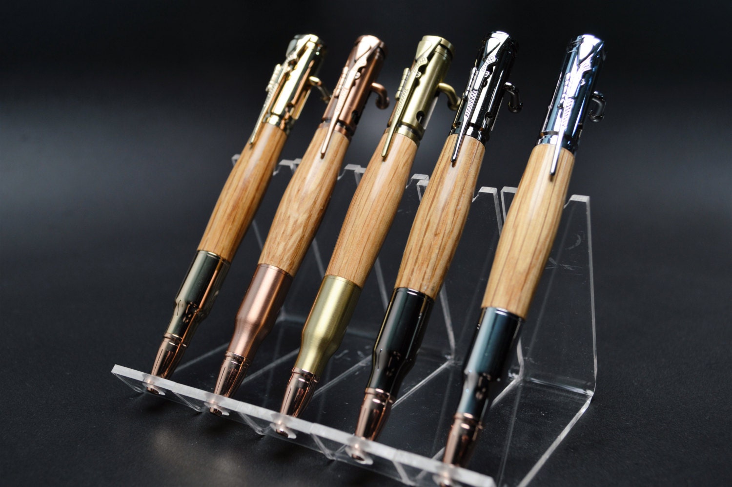 Whiskey Barrel Bolt Action Bullet Pen in Gold, Gunmetal, Copper, Brass or Chrome Finish with Velvet Pouch