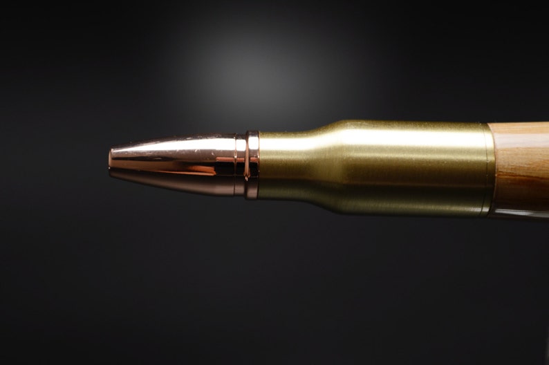 Whiskey Barrel Bolt Action Bullet Pen in Gold, Gunmetal, Copper, Brass or Chrome Finish with Velvet Pouch image 5