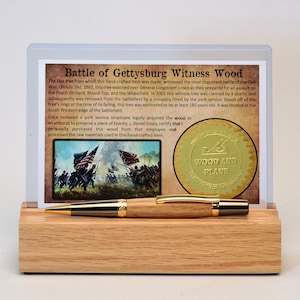Handcrafted Gettysburg Battlefield Witness Wood Pen in Gold Titanium and Black Titanium