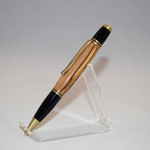 Elegant Twist Pen Made With Bethlehem Olivewood in  Antique Brass and Black Finish