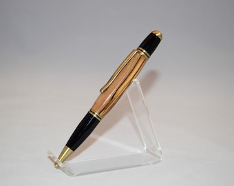 Elegant Twist Pen Made With Bethlehem Olivewood in  Antique Brass and Black Finish