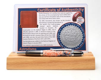 Handcrafted Pen Made From Plastic Stadium Seats of Houston Astros and Houston Oilers Houston Astrodome