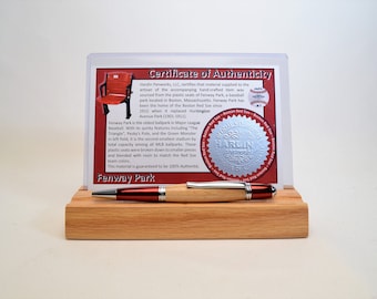 Genuine Fenway Park Twist Pen in Red  and Chrome Finish Made From a Wooden Seat From Fenway Park.