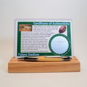 Handcrafted Pen Made From Tulane University Tulane Stadium Wooden Stadium Seat