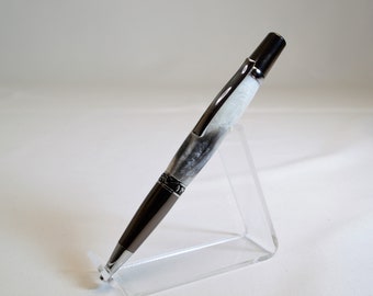 Elegant Twist Pen in Gunmetal and Chrome with Handcrafted Multicolored Acrylic Body.