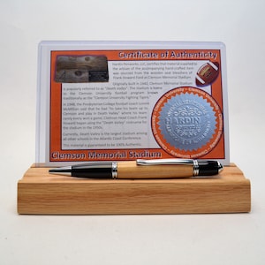 Handcrafted Pen Made From Clemson University Clemson Memorial Stadium Wooden Bleachers