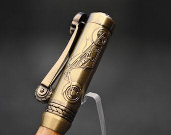 Motorcycle Pen: Whiskey Barrel Oak, Antique Brass Finish