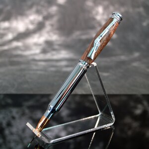 North Georgia Walnut Handcrafted Chrome Bullet Twist Pen with Velvet Gift Bag