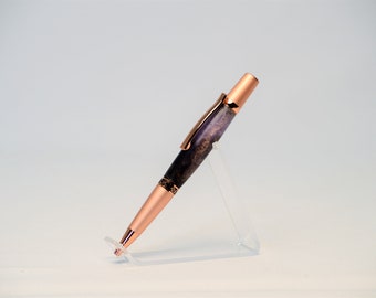 Elegant Twist Pen in Two Tone Copper with Handcrafted Multi Colored Acrylic Body.