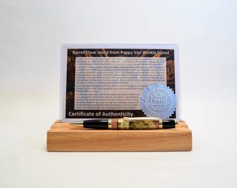 Handgefertigter Pappy Van Winkle Barrel Wood und Pappy Van Winkle Cigar Label Twist Pen