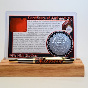 Handcrafted Pen Made From Denver Broncos Mile High Stadium Plastic Stadium Seat